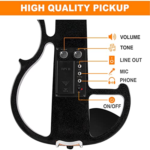 Vangoa Electric Violin Full Size 4/4, Black - Image 3