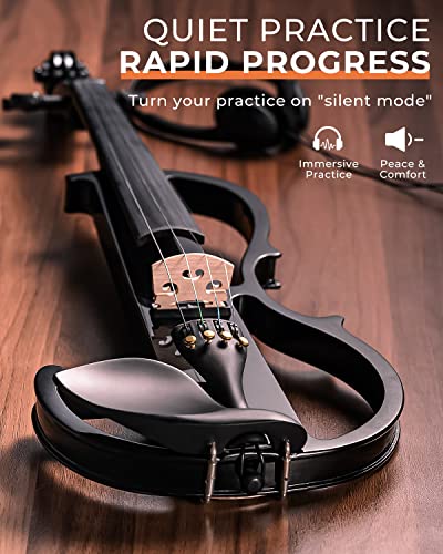 Vangoa Electric Violin Full Size 4/4, Black - Image 2