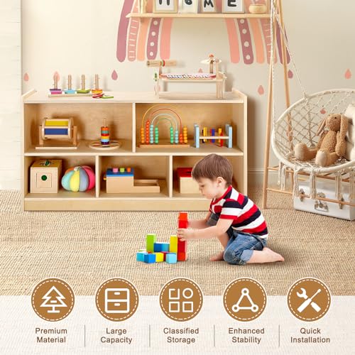 wingyz 5-Section Montessori Kids Bookshelf Organizer - Image 5