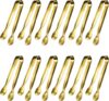 JCREN 12 Pcs Gold Mini Serving Tongs