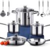 HOMICHEF 14-Piece Nickel Free Stainless Steel Cookware Set