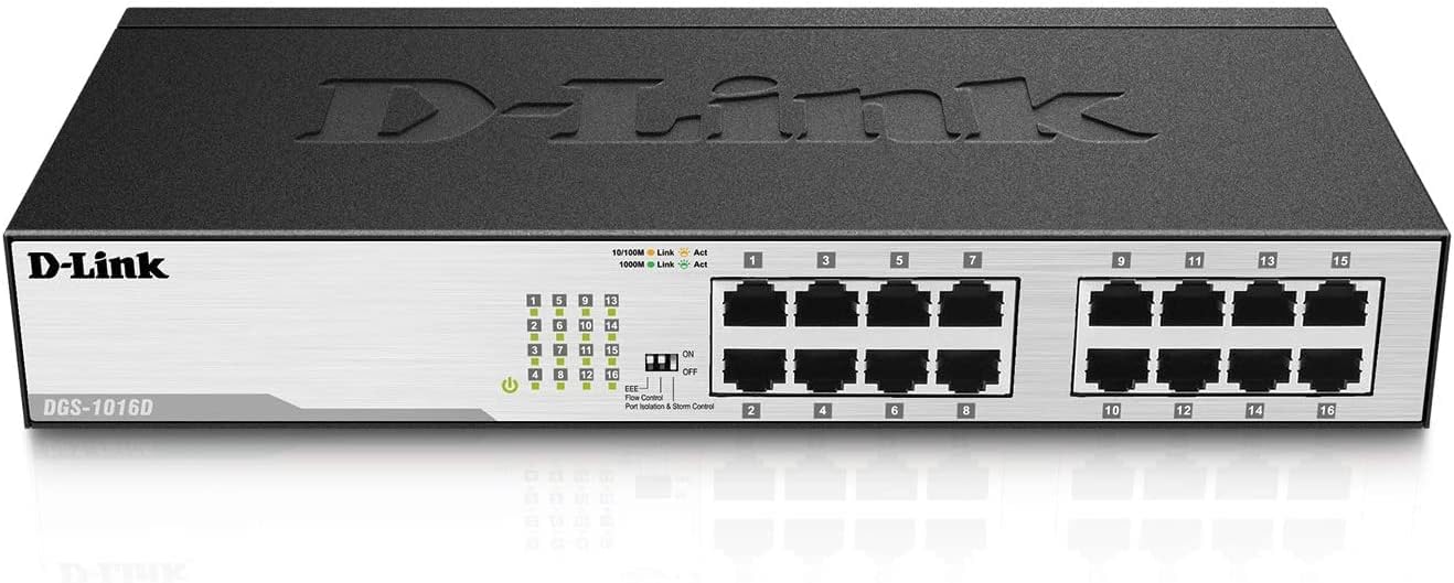 D-Link 16 Port Gigabit Unmanaged Network Hub DGS-1016D