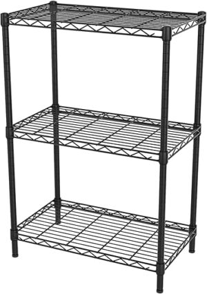 SINGAYE 3 Shelves Wire Shelving Unit, Black
