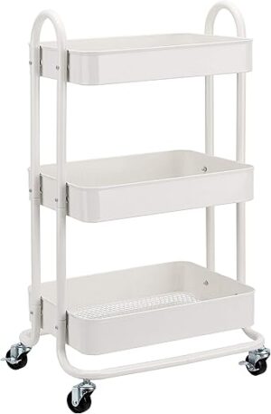 Amazon Basics 3-Tier Rolling Utility Cart – White