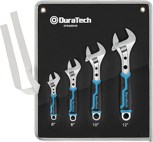 DURATECH 4-Piece Adjustable Wrench Set, CR-V Steel