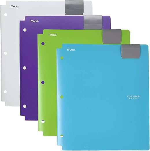 Five Star 4-Pocket Folders, Fits 3 Ring Binder (73274)