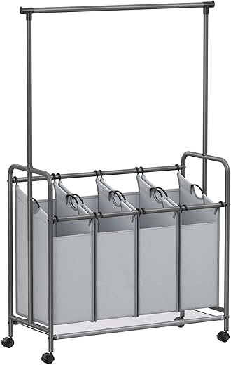 SONGMICS 4-Section Rolling Laundry Sorter URLS44GS
