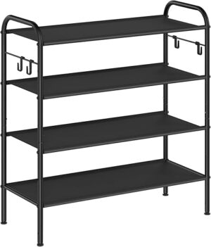SONGMICS 4-Tier Fabric Shoe Rack With Hooks