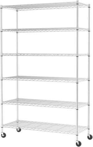 FDW 48″L×18″W×82″H Wire Shelving Utility Cart