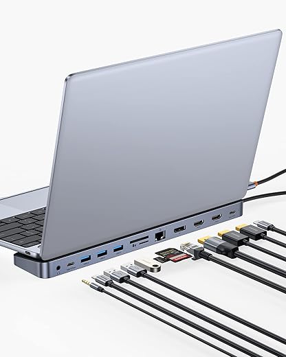 Baseus 4K USB C Docking Station, 2 HDMI+DP
