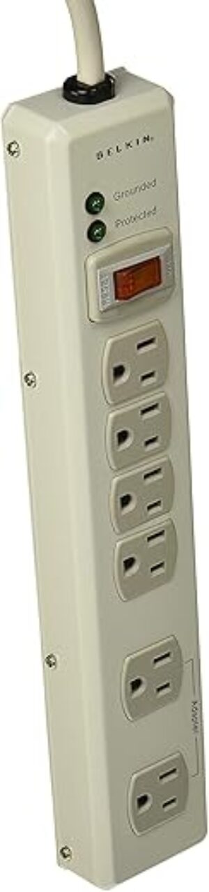 Belkin 6-Outlet Metal Surge Protector, 15' Cord