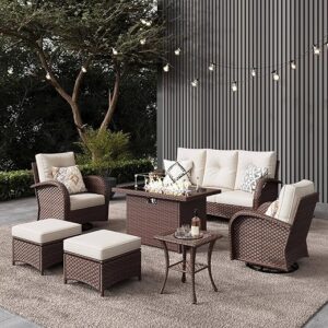 LayinSun 7-Piece Outdoor Furniture Set With Fire Pit