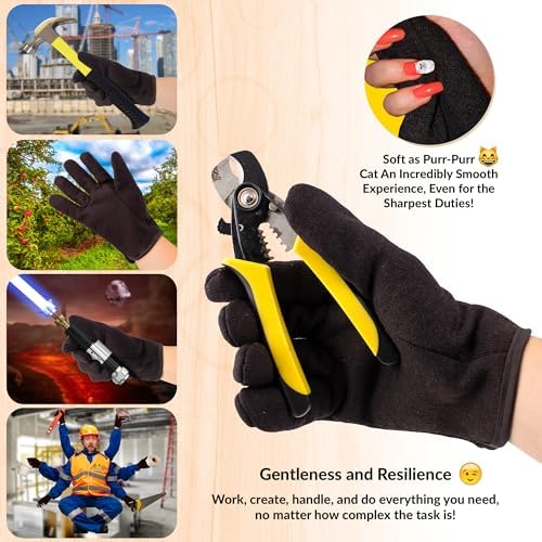ABC PACK & SUPPLY Red Fleece Lined Brown Jersey Gloves - Image 4