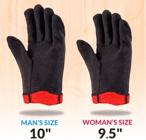 ABC PACK & SUPPLY Red Fleece Lined Brown Jersey Gloves - Image 5