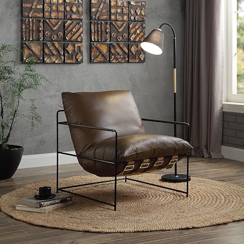 Acme Saturn Leather Metal Frame Chair - Image 2