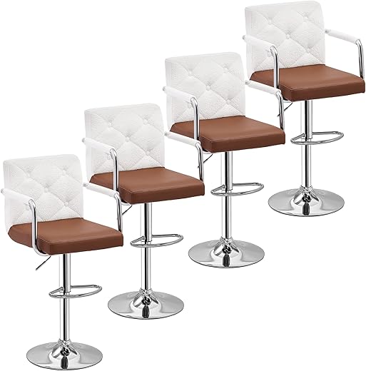 VECELO Adjustable Swivel Bar Stools, Set of 4