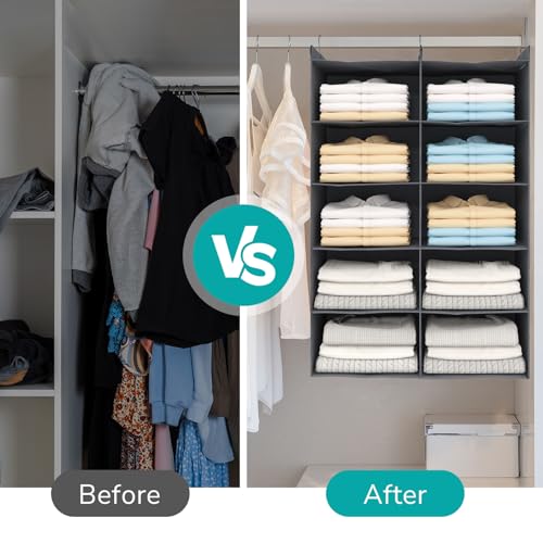 ALLTIDYUP 5 Tier Hanging Closet Organizer, Grey - Image 4