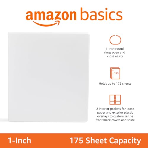 Amazon Basics Basics 3-Ring Binder, 1-Inch, 4-Pack - Image 2