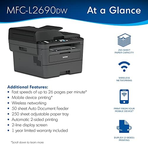 Brother MFC-L2690DW Compact Monochrome Laser Printer - Image 3
