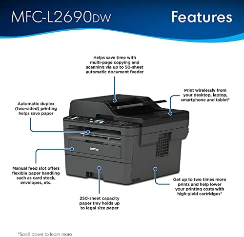 Brother MFC-L2690DW Compact Monochrome Laser Printer - Image 2