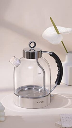 ASCOT Electric Kettle, Glass Tea Heater, Silver