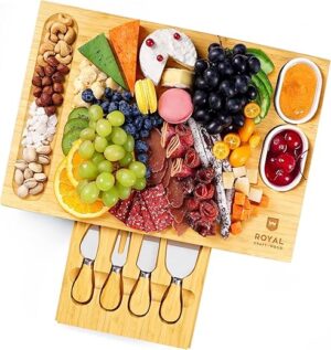 ROYAL CRAFT WOOD Bamboo Cheese Board And Knife Set