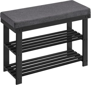 SONGMICS Bamboo Shoe Bench, 3-Tier Shoe Rack ULBS604B01