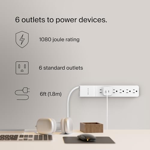 Belkin 6-Outlet Surge Protector Power Strip - Image 4