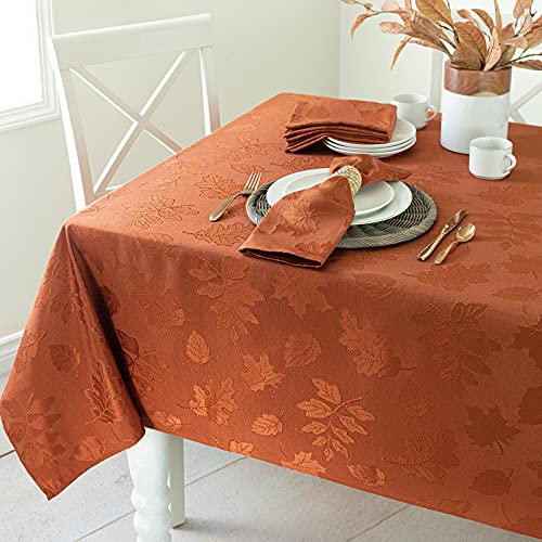 Benson Mills Harvest Legacy Damask Fabric Tablecloth (Rust/Burnt Orange, 60" x 120" Rectangular) - Image 3