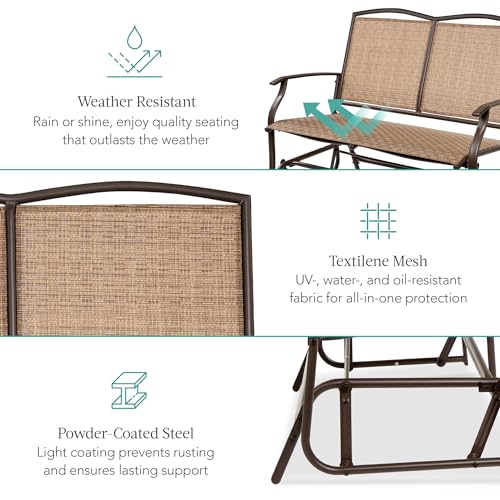Best Choice Products 2-Person Outdoor Patio Swing Glider Loveseat - Image 5