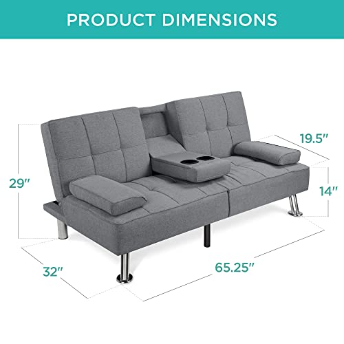 Best Choice Products Linen Folding Futon Reclining Sofa Bed - Image 3