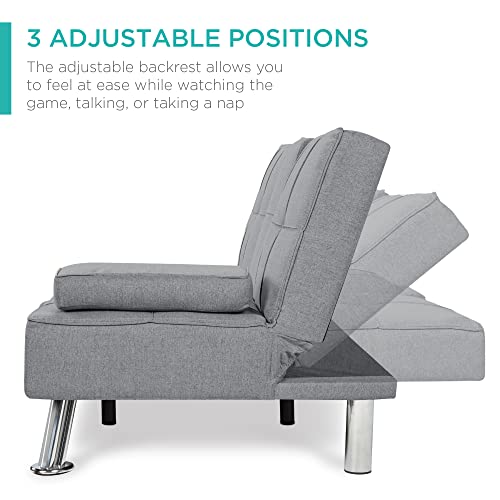 Best Choice Products Linen Folding Futon Reclining Sofa Bed - Image 4