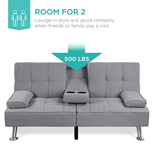Best Choice Products Linen Folding Futon Reclining Sofa Bed - Image 5