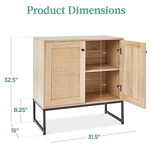 Best Choice Products Rattan 2-Door Storage Cabinet Sideboard - Image 3