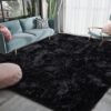 HOMORE Black Fluffy Shaggy Rug, 4×6 Feet