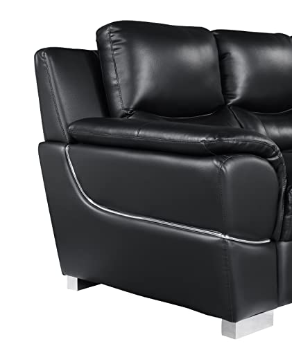 Blackjack Furniture Binion Modern Leather Loveseat, Black - Image 4