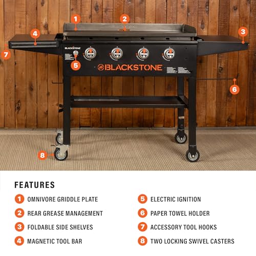 BLACKSTONE Portable Outdoor 4 Burner Gas Griddle, 36 Inch - Image 2