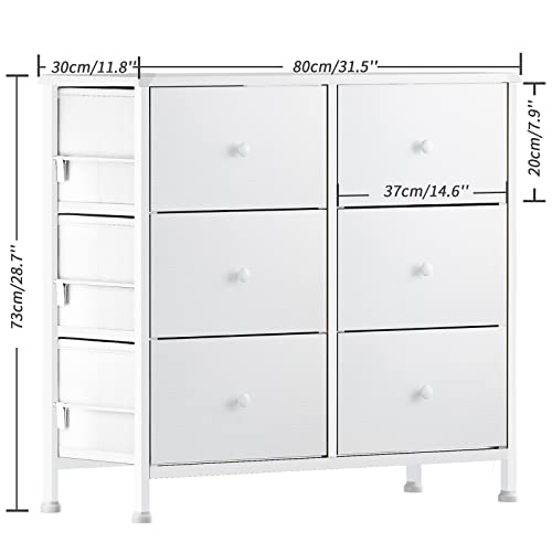 BOLUO White Dresser 6 Drawer Fabric Storage - Image 3