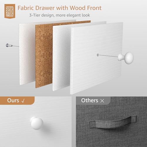 BOLUO White Dresser 6 Drawer Fabric Storage - Image 5