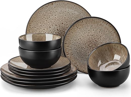vancasso Bubble Plates And Bowls Set - 12 Piece Dinnerware