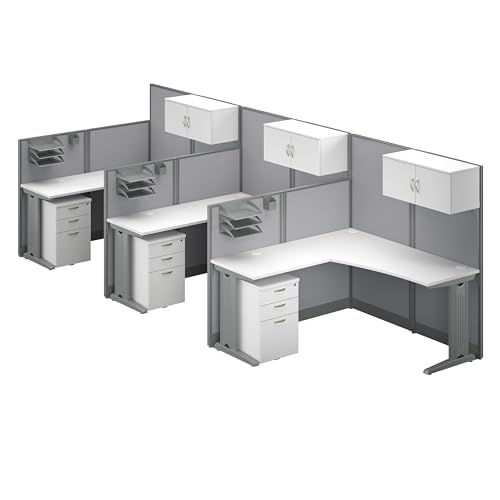 Bush Business Furniture Office In An Hour 3 Person L Shaped Cubicle Desks - Image 3