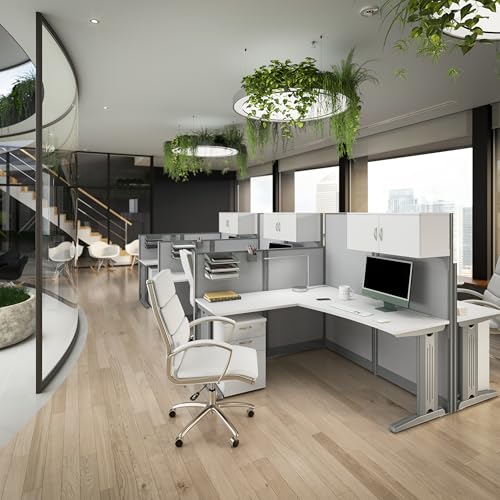 Bush Business Furniture Office In An Hour 3 Person L Shaped Cubicle Desks - Image 5