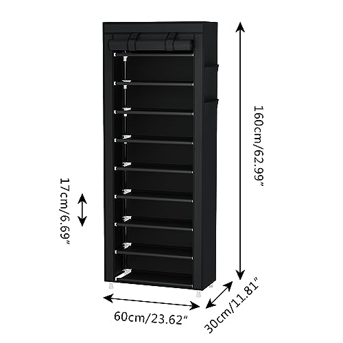 Calmootey 9 Tier Shoe Rack Organizer, Black - Image 4