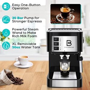 CASABREWS Espresso Machine With Milk Frother, Black/Silver