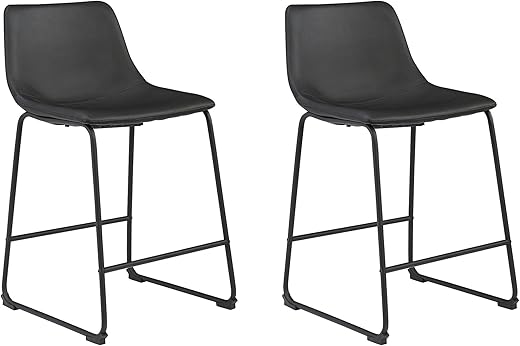 Signature Design by Ashley Centiar Counter Height Modern Barstool, Black