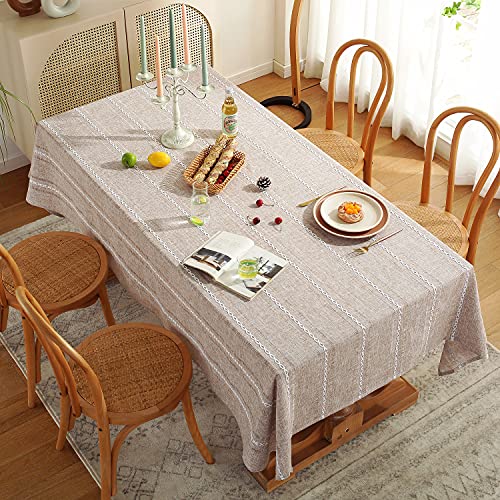 Chassic Farmhouse Linen Tablecloths, Light Coffee - Image 4