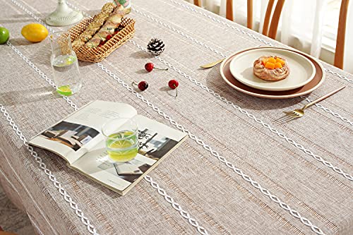 Chassic Farmhouse Linen Tablecloths, Light Coffee - Image 5