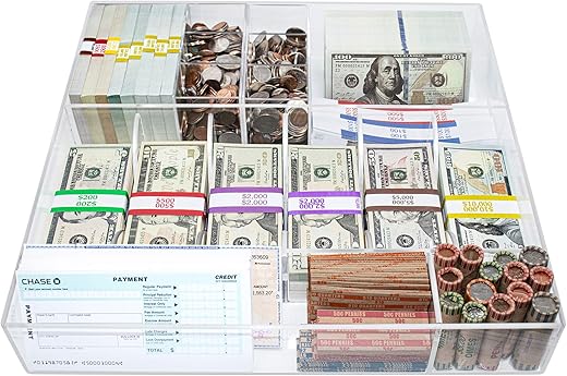Nadex Clear Acrylic Cash And Coins Tray - 8 Compartment Rack