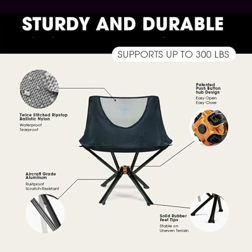 CLIQ Portable Camping Chair - Lightweight, Black - Image 4