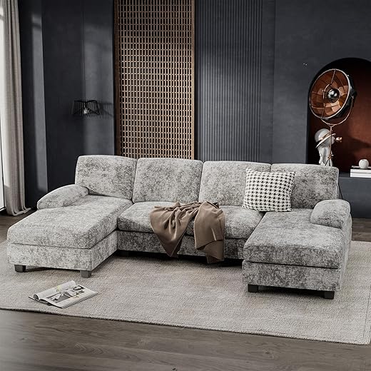 Furniwell Convertible Sectional Sofa With Double Chaise